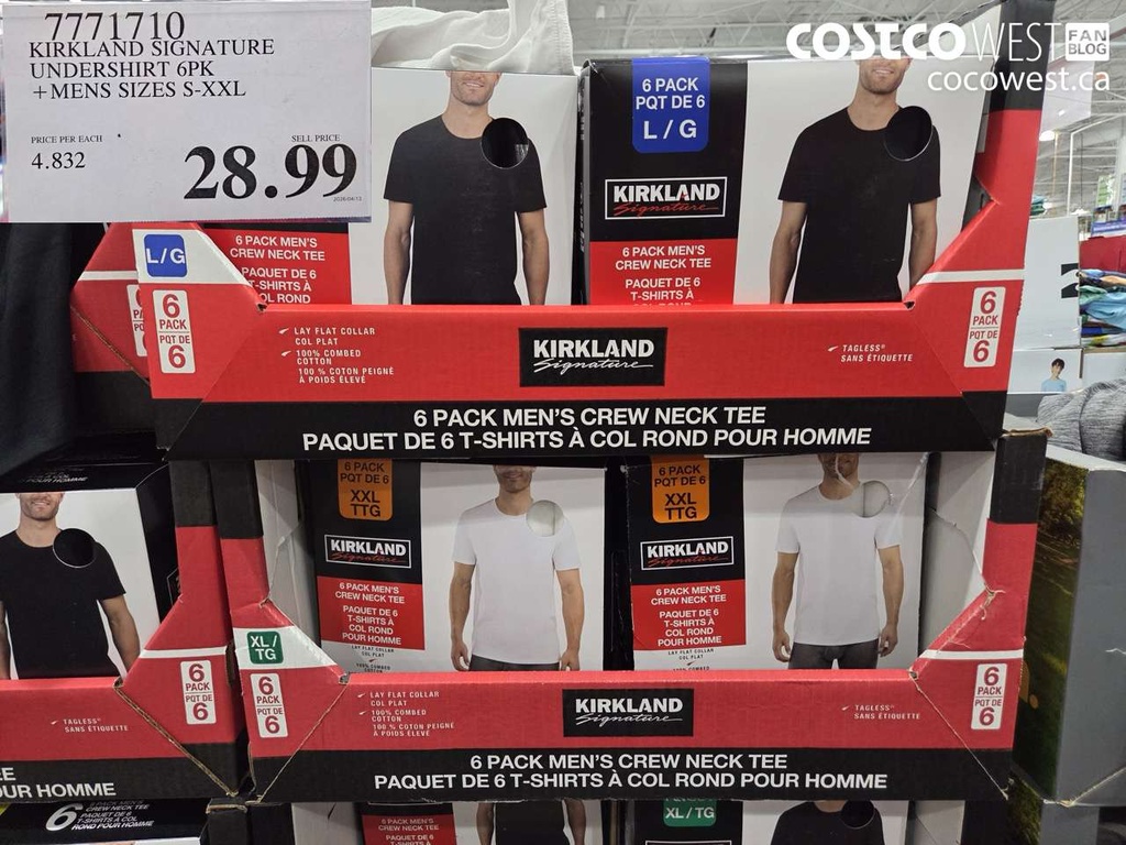Kirkland Signature Men's Crew Neck T-Shirt 6 Pack S Black